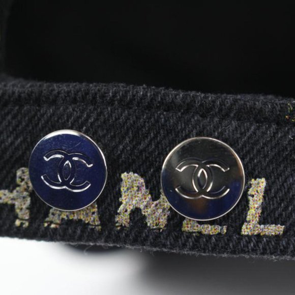 Chanel 22P Black Denim x Pink CC Logo All Over Baseball Cap 98ck323s - Picture 10 of 12